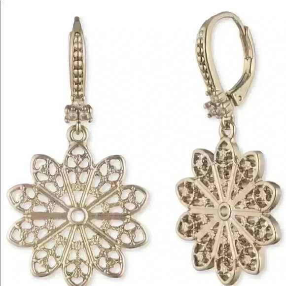 Marchesa GOLD TONE Filigree Drop Earrings - Picture 5 of 5